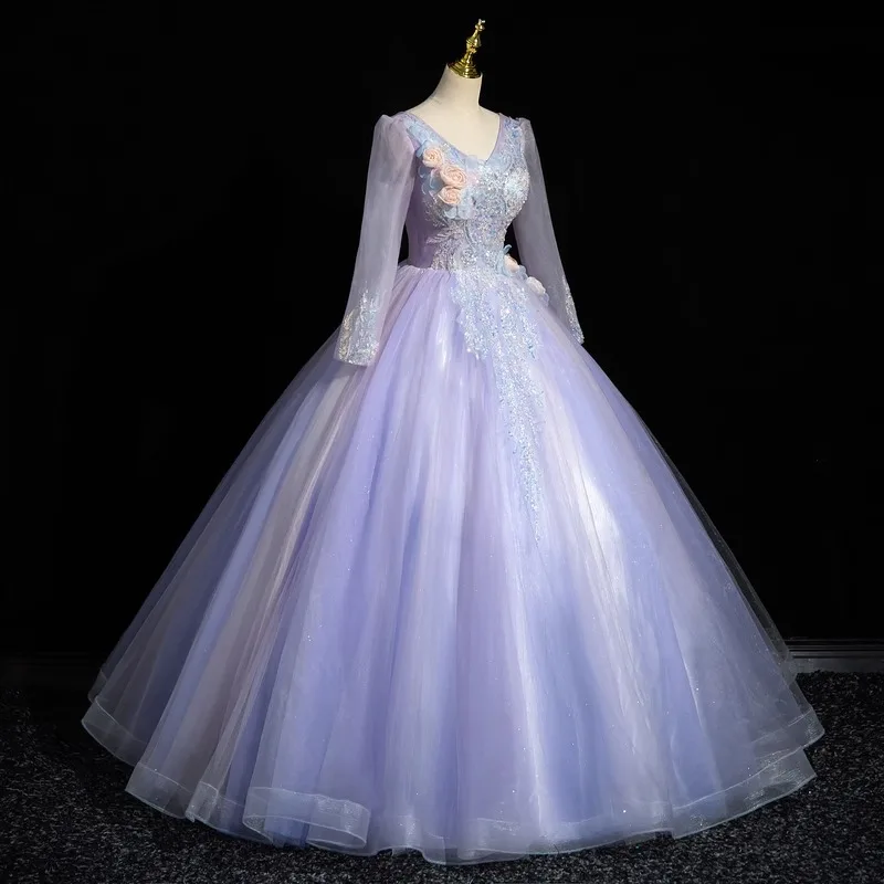 falda-acampanada-de-manga-larga-para-actuacion-en-solitario-vestido-morado-ajustado-para-examen-de-artes-vocales-para-estudiantes-vestido-de-noche-anual-para-presentador-de-fiesta