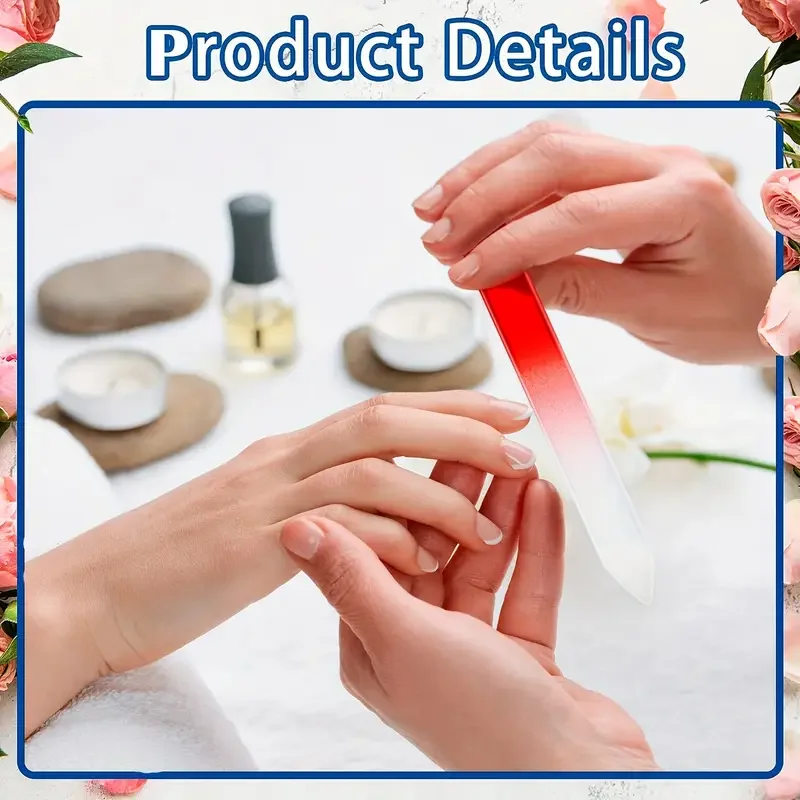 ตะไบเล็บแก้วเช็กแบบมืออาชีพ 6 ชิ้น ล้างทำความสะอาดได้ อุปกรณ์ทำเล็บกันน้ำ สำหรับผู้หญิง ไร้กลิ่น ตะไบเล็บคริสตัล