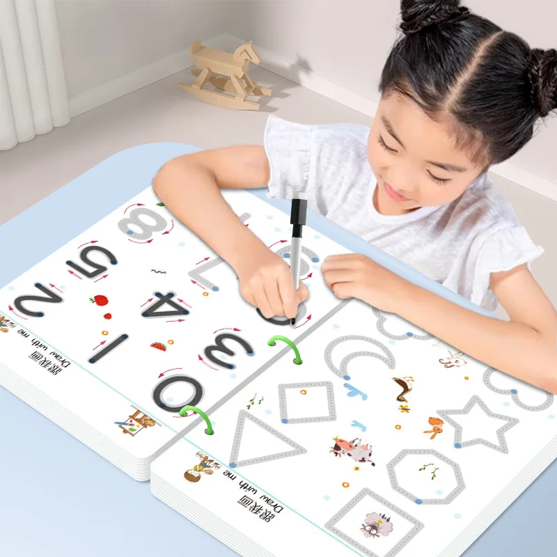 

Kids Pencil Control Tracing Book - Montessori Focus Training Activity Pad Fun Drawing & Coloring Workbook for Toddlers Ages 3-5