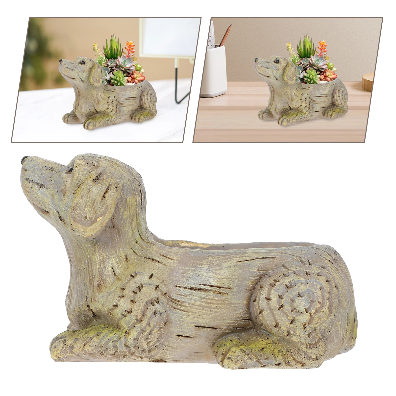 

1pcs Creative Dog Shaped Succulent Planter Pot Resin Animal Flowerpots Cute Desktop Garden Decor Miniature for Plants