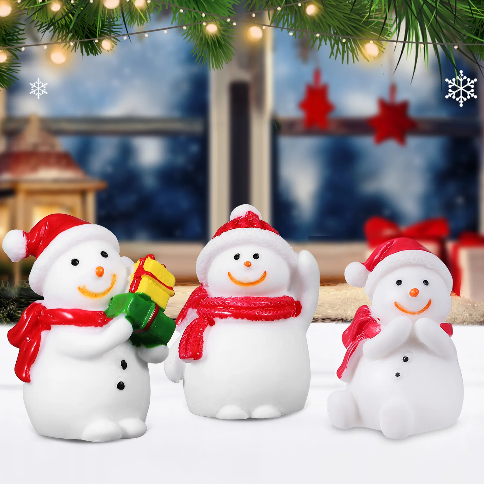 20 Pcs Snowballs Christmas Snowman Baubles Mini Figurines Decorations Number Miniatures