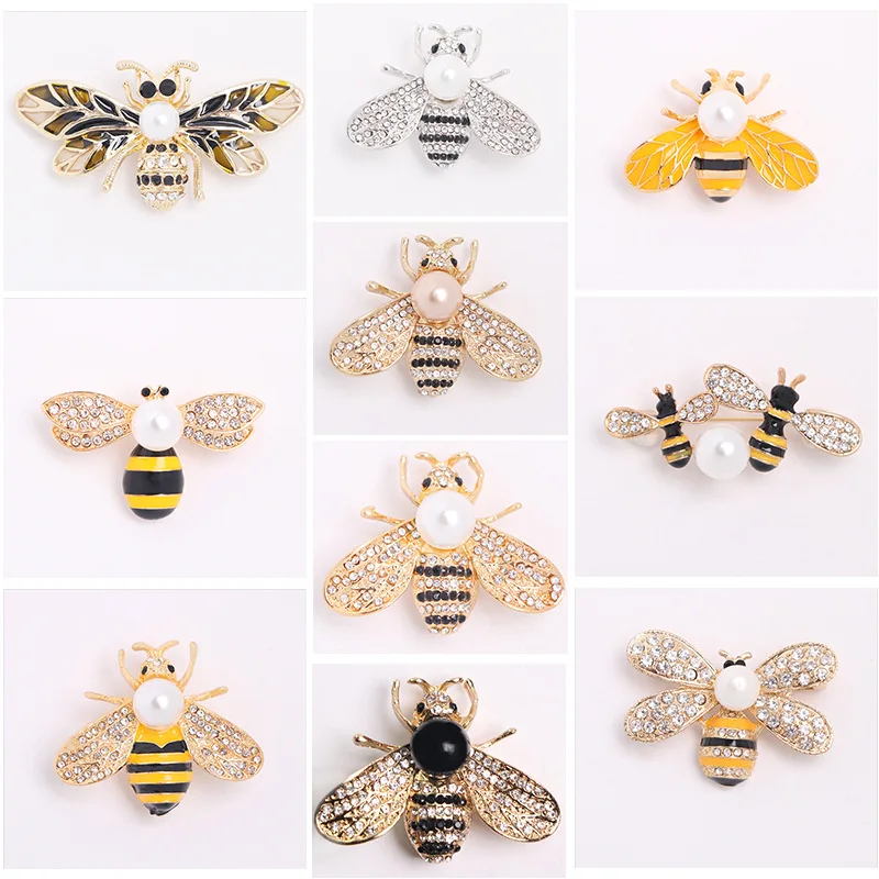 1/2Pcs Honey Bee Brooches Pins Crystal Insect Themed Bee Brooch Pins Animal Fashion DIY Jewelry Making and Decoration