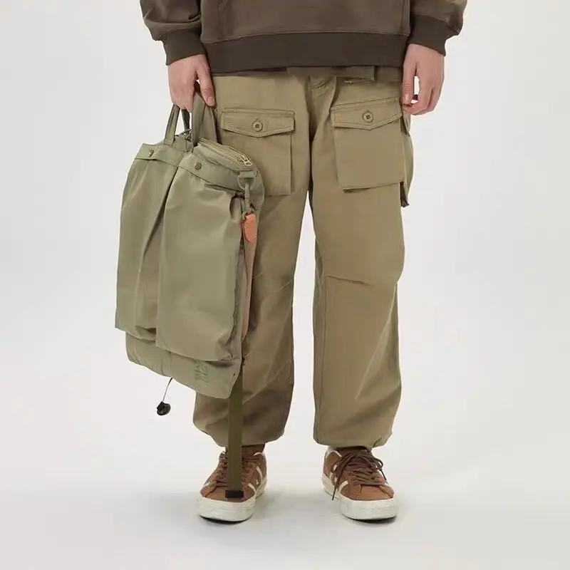 Bolso cruzado clásico de estilo japonés para hombre, riñonera de gran tamaño, tela de nailon impermeable, bolso de hombro individual, 2024SS