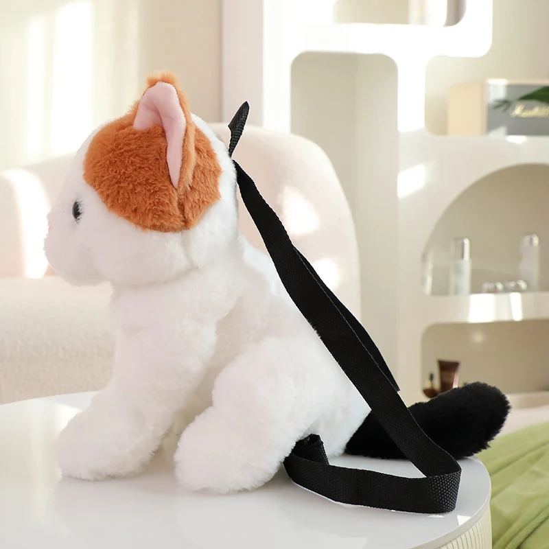 Imitation Cat Plush Backpack Kawaii Plushie Doll Fur Bag Children\'s Bag Shoulder Bag Mini Knapsack Bags Gifts For Girlfriend