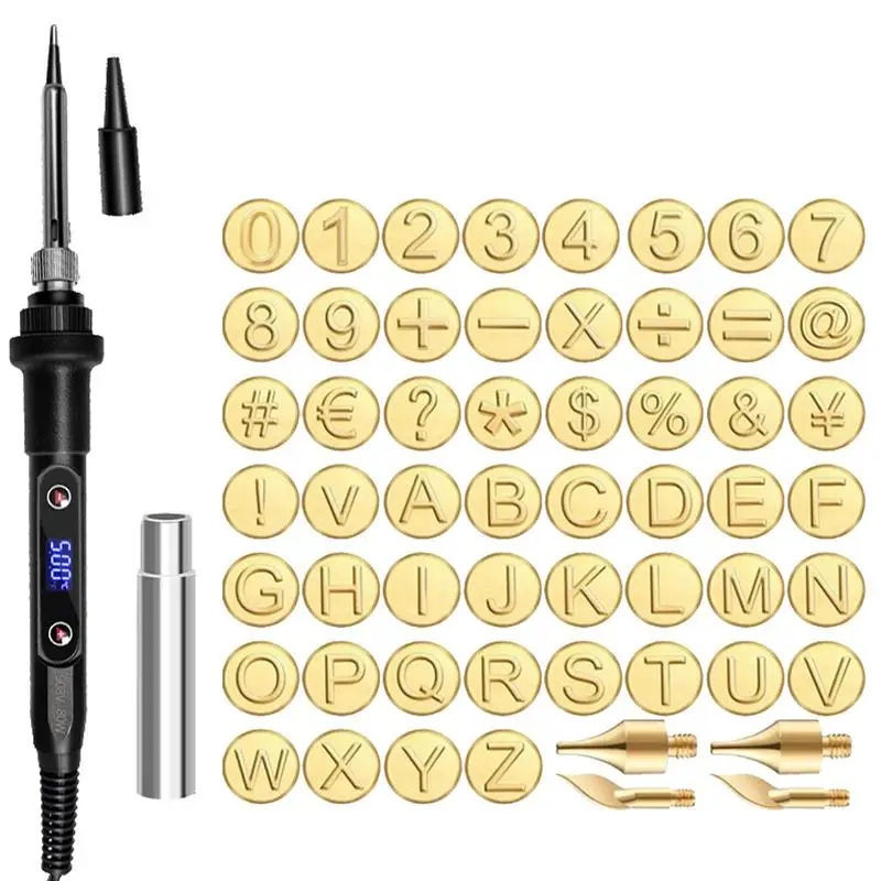 مجموعة حرق الخشب مع طوابع الحروف 56 قطعة مجموعة نحت مجموعة حرق الخشب مع رقم الأبجدية أداة طوابع ساخنة قابلة للتعديل مع