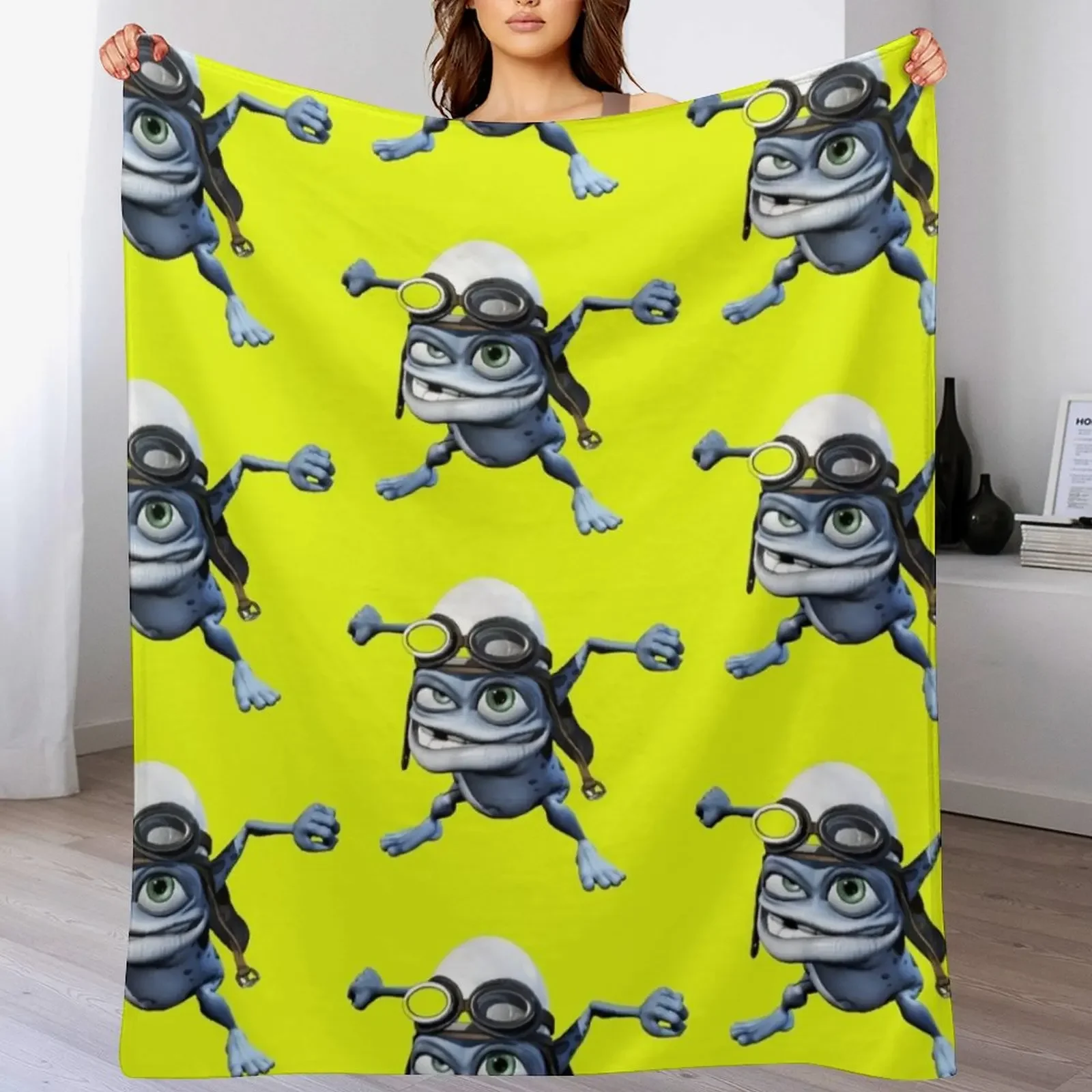

crazy frog Throw Blanket for sofa Furry Soft Plush Blankets