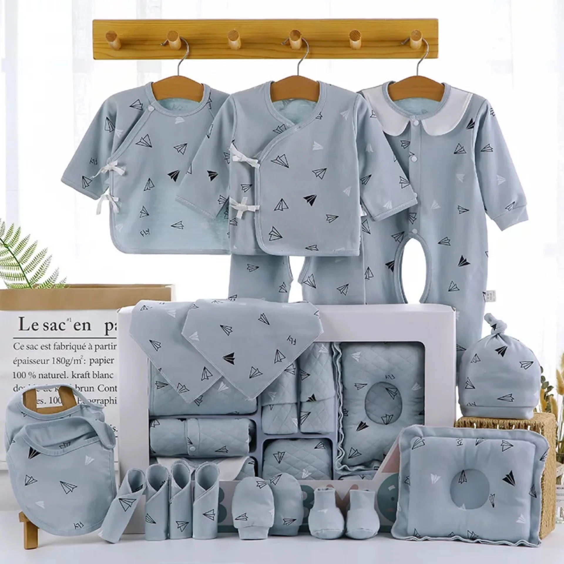 18/22 pieces/lot Newborn Baby Clothes Sets For Girls Boys 100% Cotton Infant Spring Autumn Clothes Outfits Baby Rompers Hat Bibs