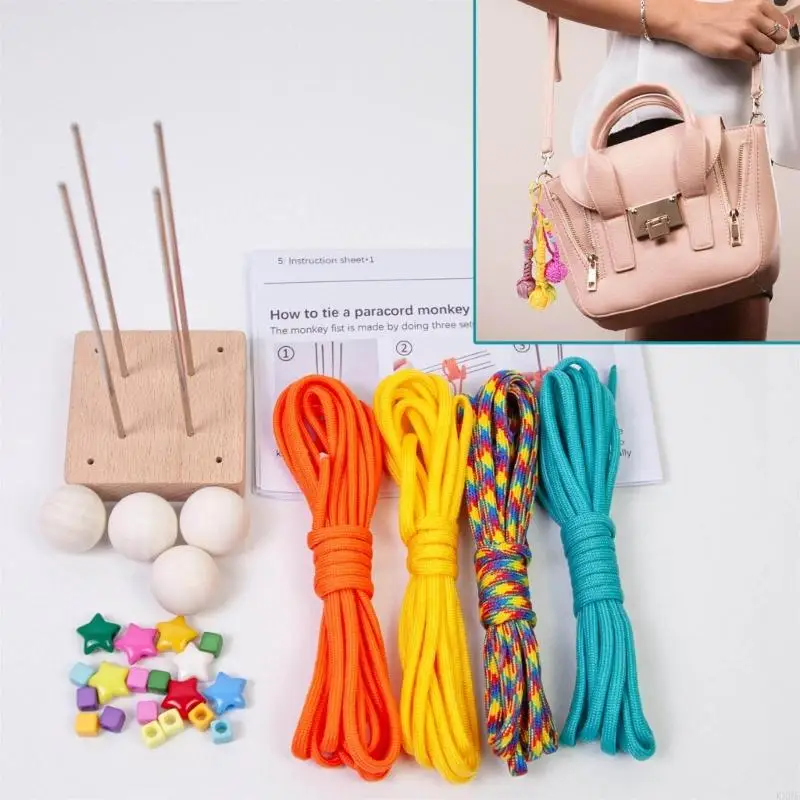 Monkey Fist Paracord Set fai -da -te con strumento a maglia Pendente a palla decorativa per donna per donna Kxre