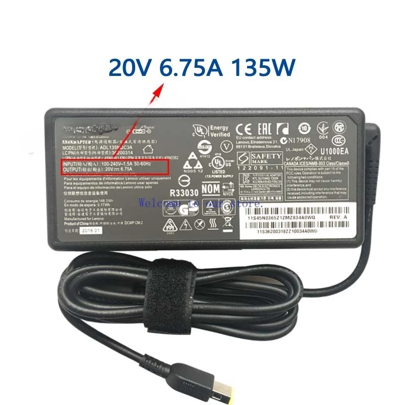 

For 135W Lenovo Savior 14 15 Y700 R720 Y50-70 Laptop Power Adapter 20V 6.75A