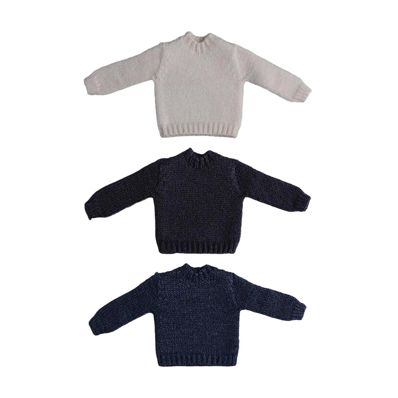 Trendy Doll Clothes for 1/12 Scale BJD Dolls Knitted Sweatshirt Mini Apparel for 6 Inch Action Figure Collection