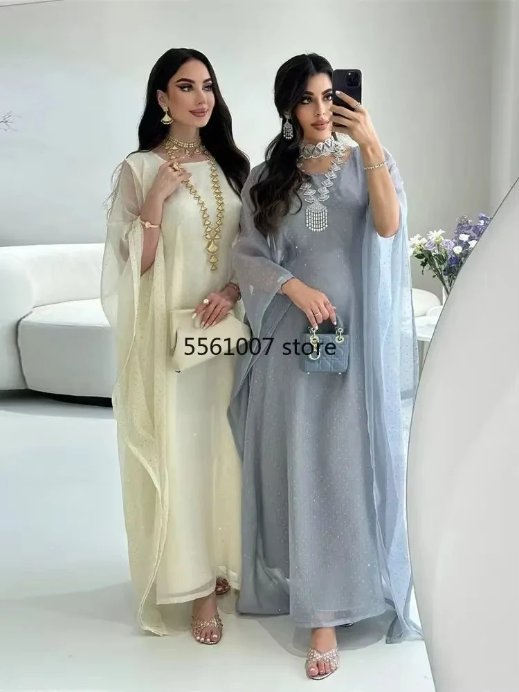 

New Ramadan Muslim Women Dress Caftan Abaya Ramadan Gown Abayas Islamic Party Bat Sleeve Long Dresses Eid Vestidos Largos