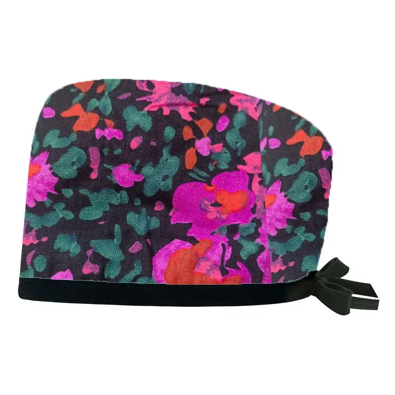 Casquette de travail de laboratoire réglable unisexe, casquettes de médecin et d'allaitement, chapeau de gIslande à bouton, serviette de sueur, coton imprimé, médical pour animaux de compagnie, vente en gros