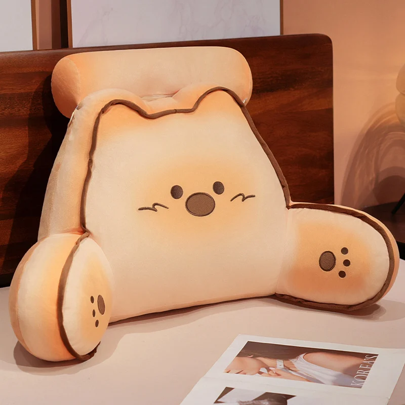 Cartoon bedside soft Animal Bread Cat Dog Backrest Sofa Cushion Plush Biscuit Bear Triangle Pillow On The Bed Gifts