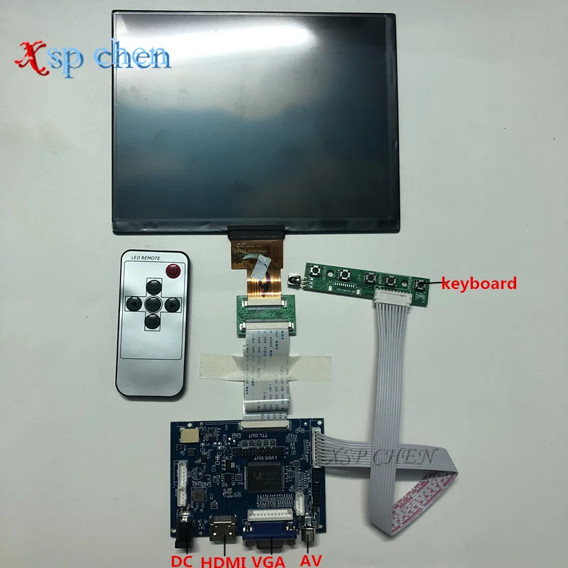 

Free Shipping HDMI / VGA / AV Control Driver Board + 8-inch HE080IA-01D 1024 * 768 IPS HD LCD Display for Orange Raspberry Pi