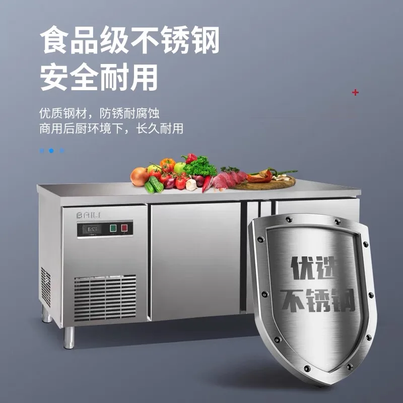 Kommerzieller Werkbank-Kühlschrank mit doppelter Temperatur, Kühlung, Gefrierschrank, horizontaler Küchen-Bodenschrank, Frischhaltung