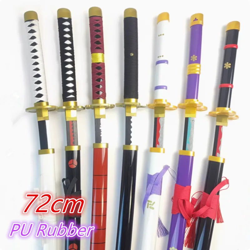 1:1 Cosplay Anime Roronoa Zoro Katana Sword PU 72cm Syodai Kitetsu Samurai Weapon Katana Knife Safety PU Toy Gift