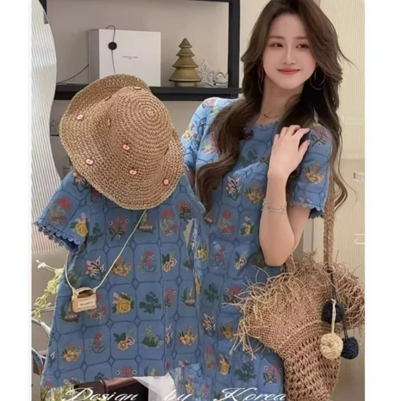 2026 Fashion Girls' Flower Dress Summer Style Girls' Dress 3-8 Years Old Temperament Children's Clothing