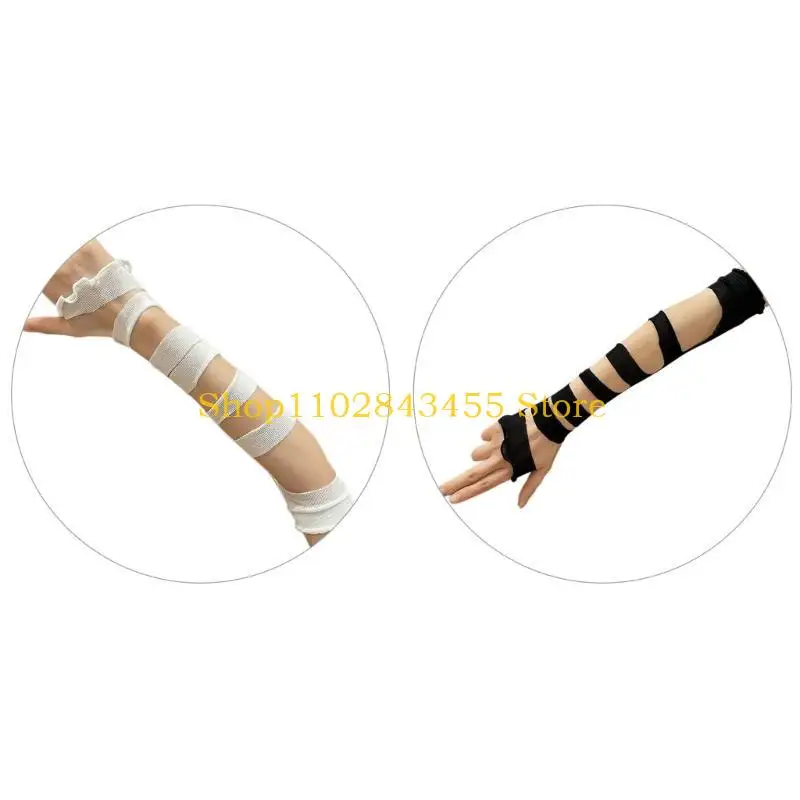 49MC Bandages Gloves for Animation Event Subcultures Arm Sleeves Arm Cover Animes Party Fingerless Arm Gloves for Cosplay Party