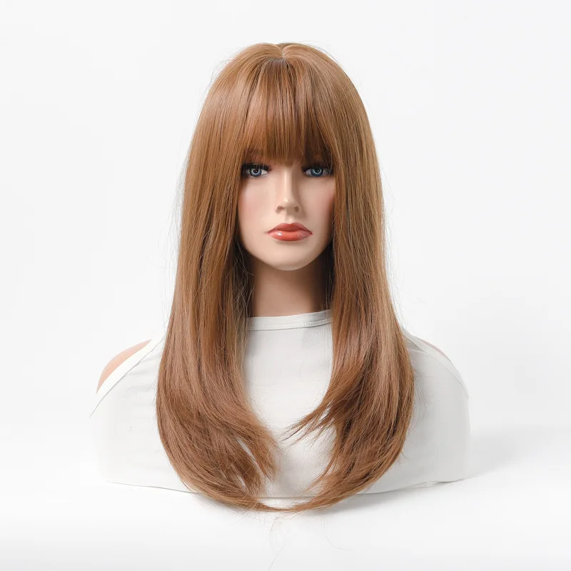 wigs, women's wigs, personal wigs  chemical fiber high temperature silk long straight hair fashion headgear wigs