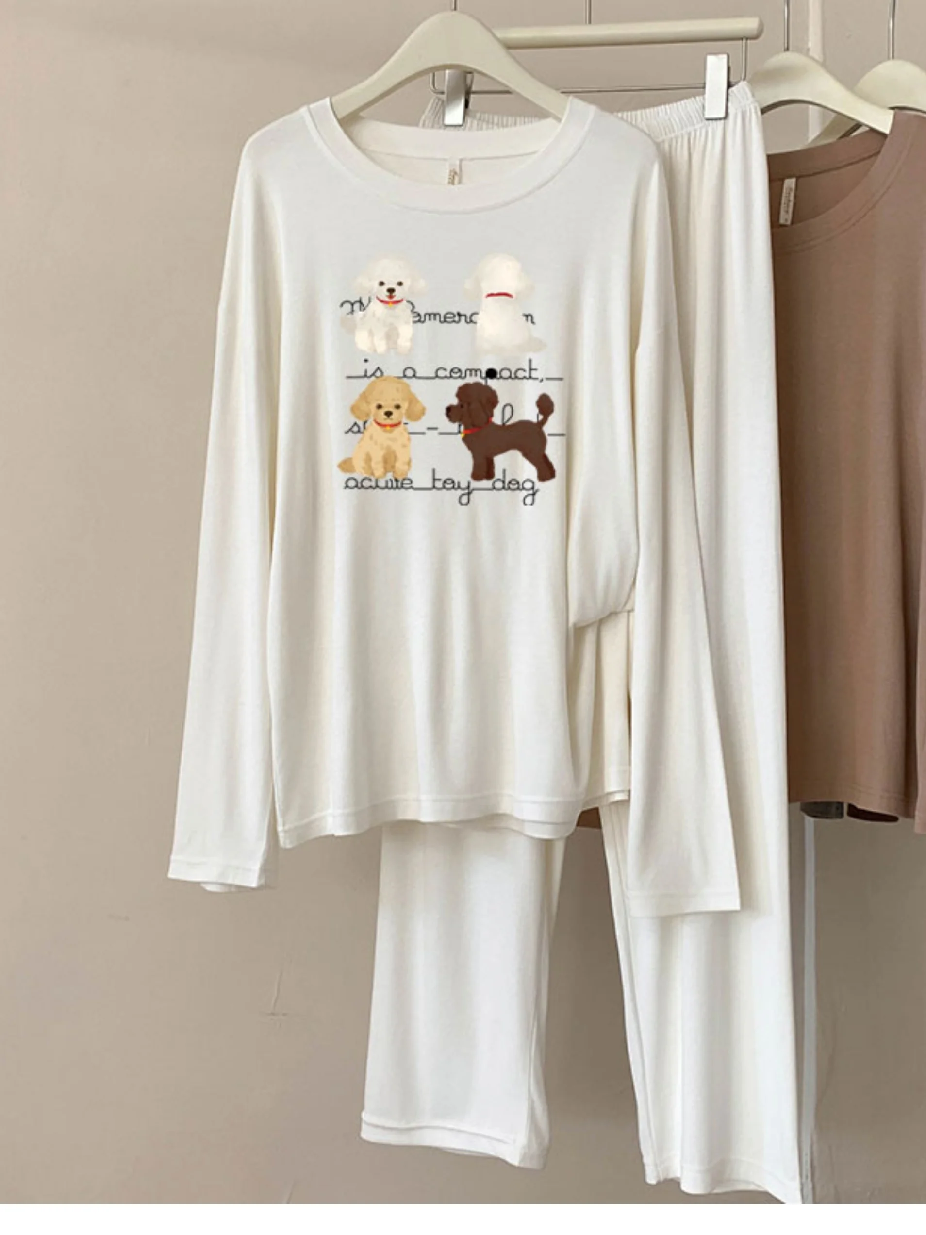 

A01 2025 New Modal Pajamas Women's Spring and Autumn Long Sleeve Thin Cute Cartoon Dog Home Clothes Set