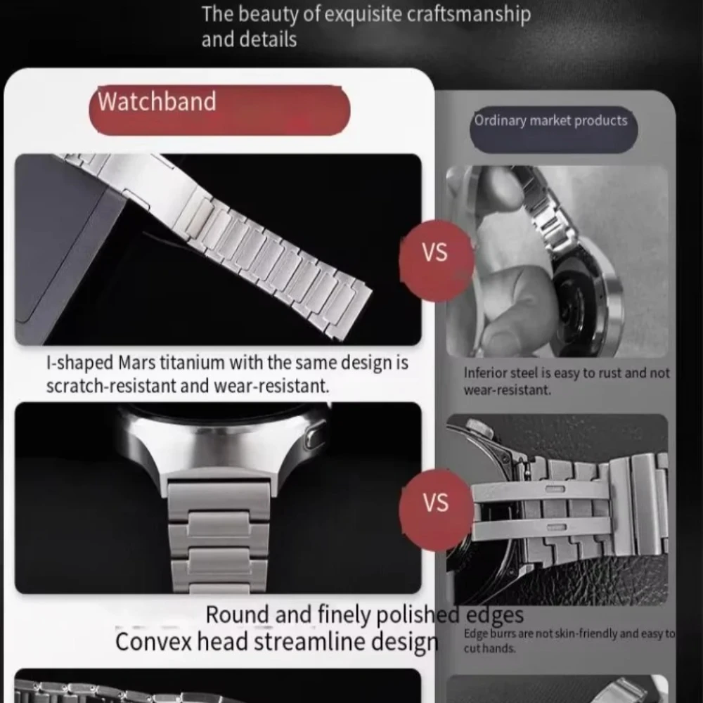 22mm Titanium Watch Strap for Huawei Watch 5 GT6-5 Pro 46mm Business Men's Comfortable Breathable for Redmi Watch 5 Active/Lite