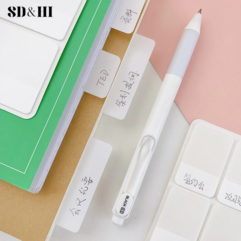 1set 40/80/160 Pages Frosted Simple Pure White Index Stickers Transparent Label Stickers DIY Sticky Notes Office School Supplies