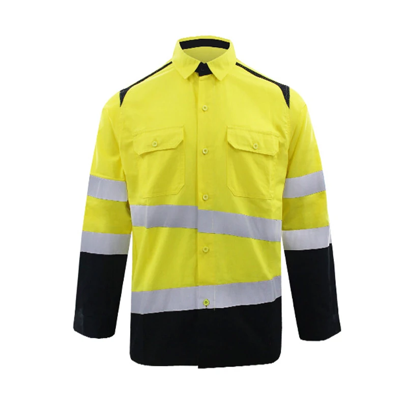 100% Cotton Safety Work shirt and workwear trousers with reflective stripes Working suit