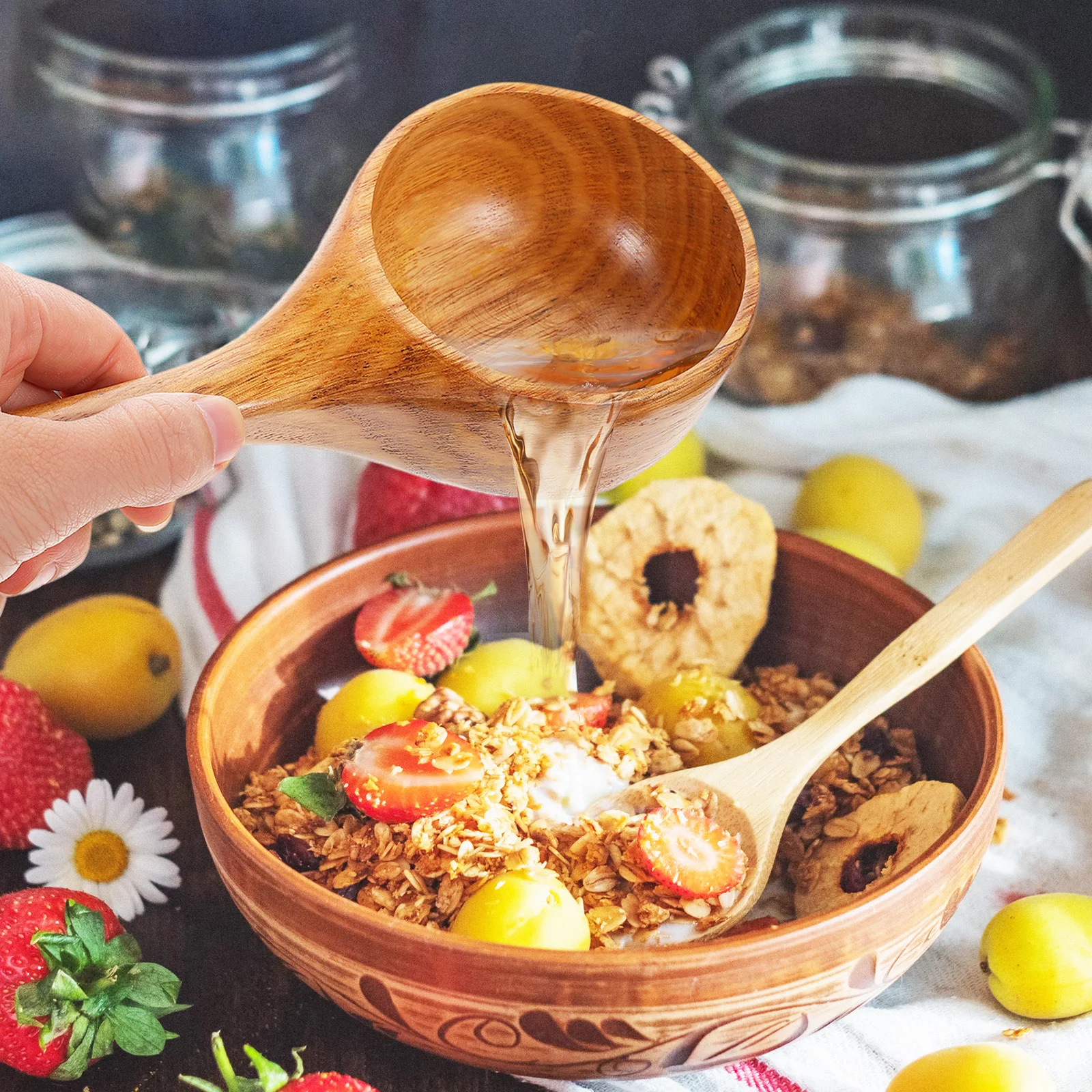 

Large Capacity Solid Wood Soup Ladle Water Scoop For Kitchen Garden Multipurpose Wooden Serving Spoon Home Gift