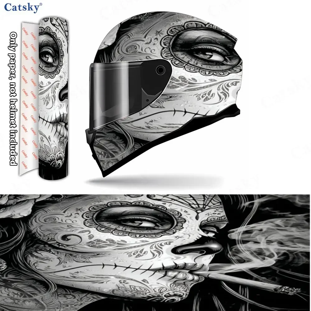 Adesivo de Capacete de Motocicleta para Menina Punk com Tatuagem, Decoração de Capacete Autoadesiva à Prova d'Água, Acessórios Universais para Capacet