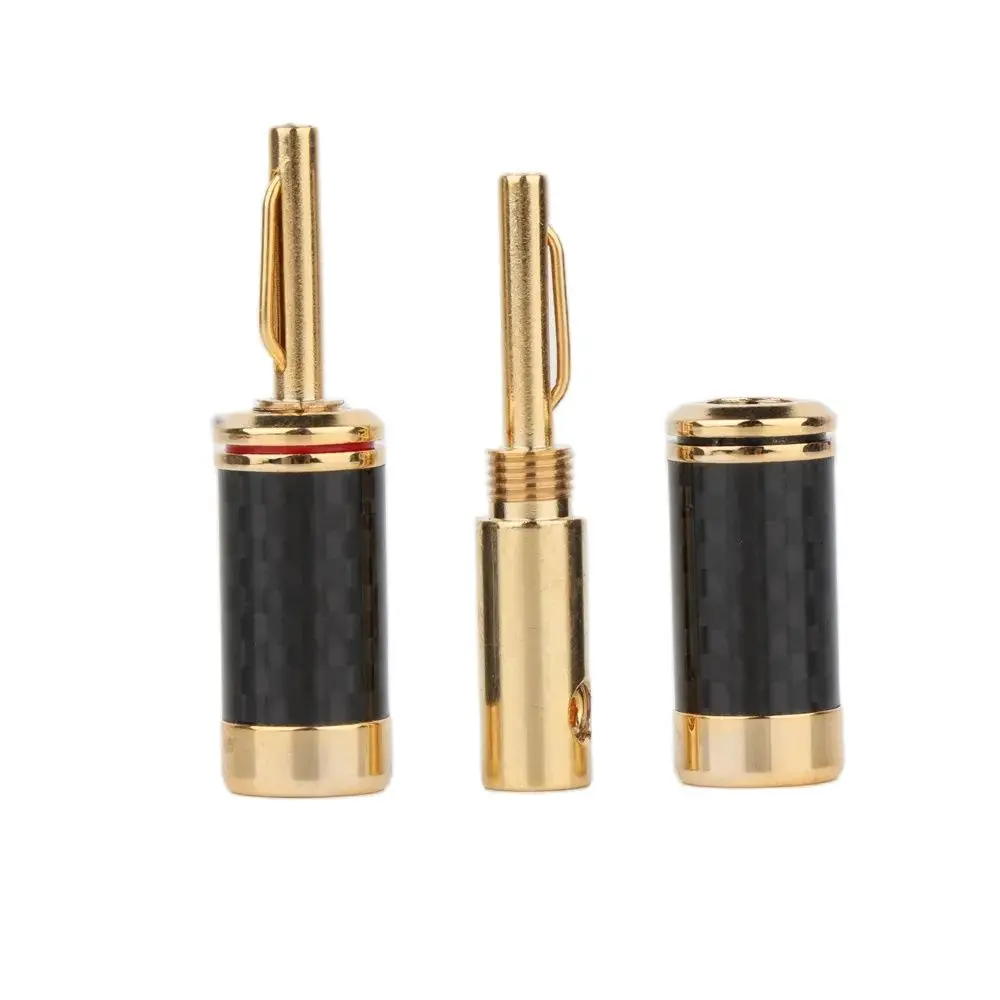 8piece 24K Gold Plated Carbon fiber Banana plug,4MM banana for HIFI speaker cable Carbon fiber banana plug,