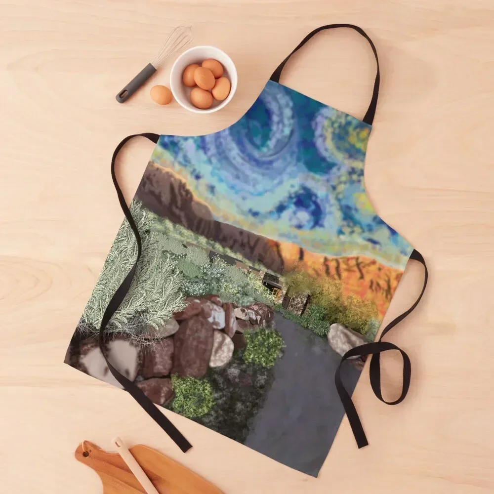 

Starry Desert Night Apron for home useful pieces Chef jacket men For Kitchen Woman Kitchens Apron