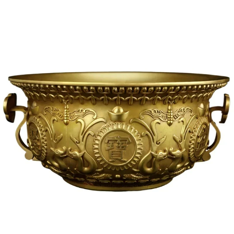 

1PCS Handmade Brass Treasure Bowl Decoration Home Living Room Office Desktop Wine Cabinet Decoration housewarming Gift