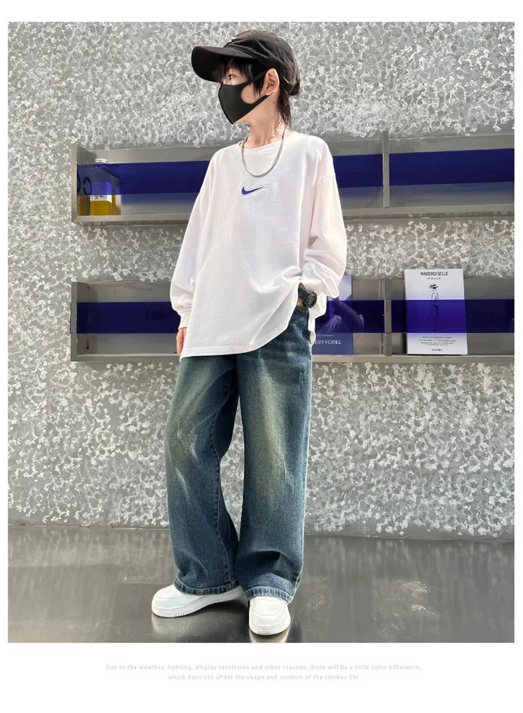 Street-Style Kinder-Jeans mit Bunten Prints für Teenager-Mädchen, Modische Hip-Hop-Tanz-Jeans, Trendige Hiphop-Denim-Hosen für Kinder – Detail 9
