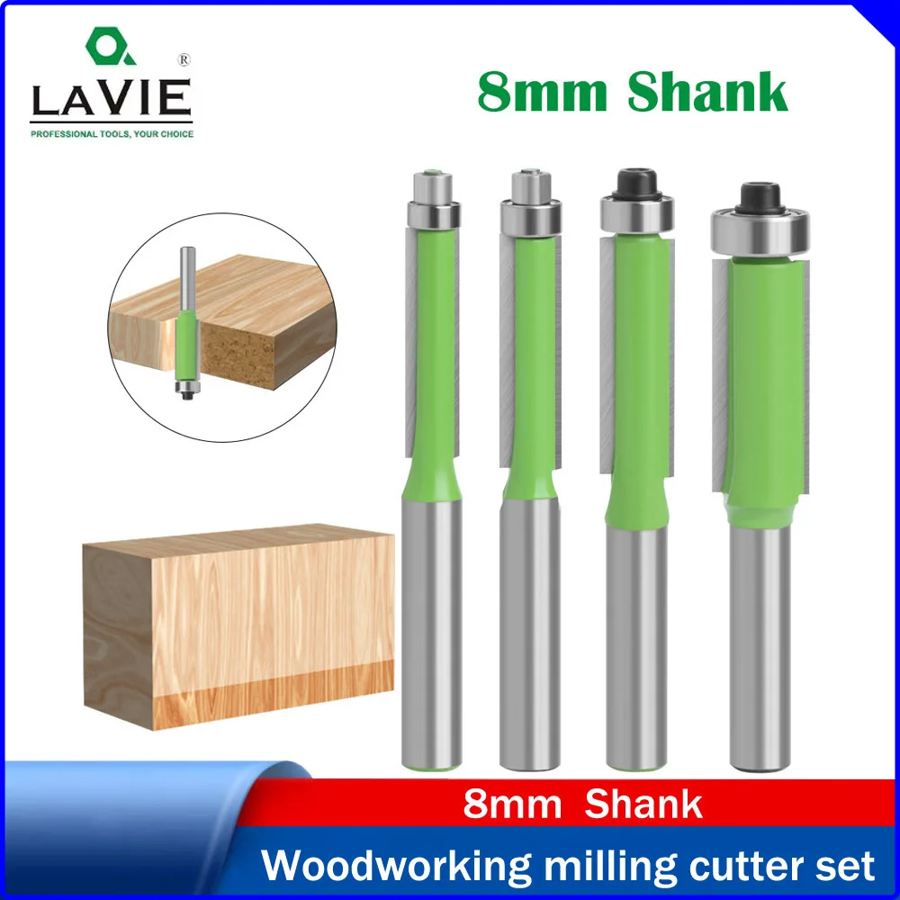 

LAVIE 1pc 8mm Shank Woodworking Bearing Trimming Bit,Right Angle Chamfer Bit,Edge Banding Finishing Bit,Woodworking Router Bit