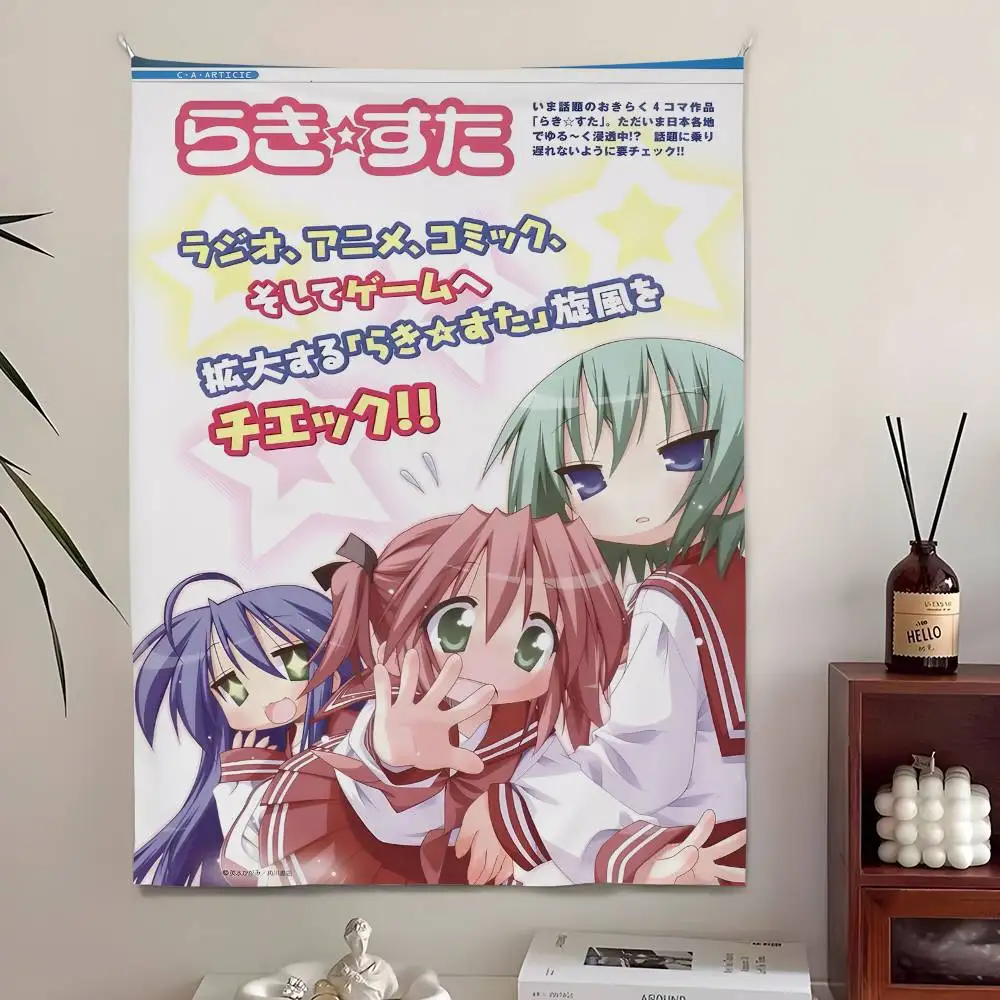 لاكي ستار شخصيات أنيمي نسيج ديكور المنزل، لطيف اليابانية مانغا الجدار الشنق لغرفة النوم غرفة المعيشة مساحات أوتاكو