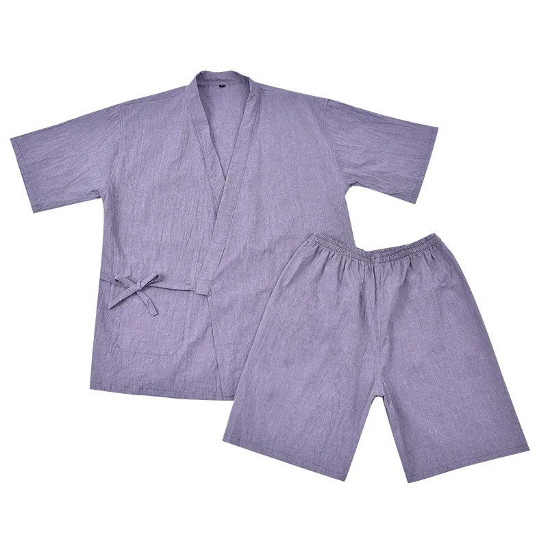 Solid Short Cotton Kimono Set, Bathrobe, Hot Spring Sauna Suit, Home Pajamas for Couple Pijamas  Kimono Hombre