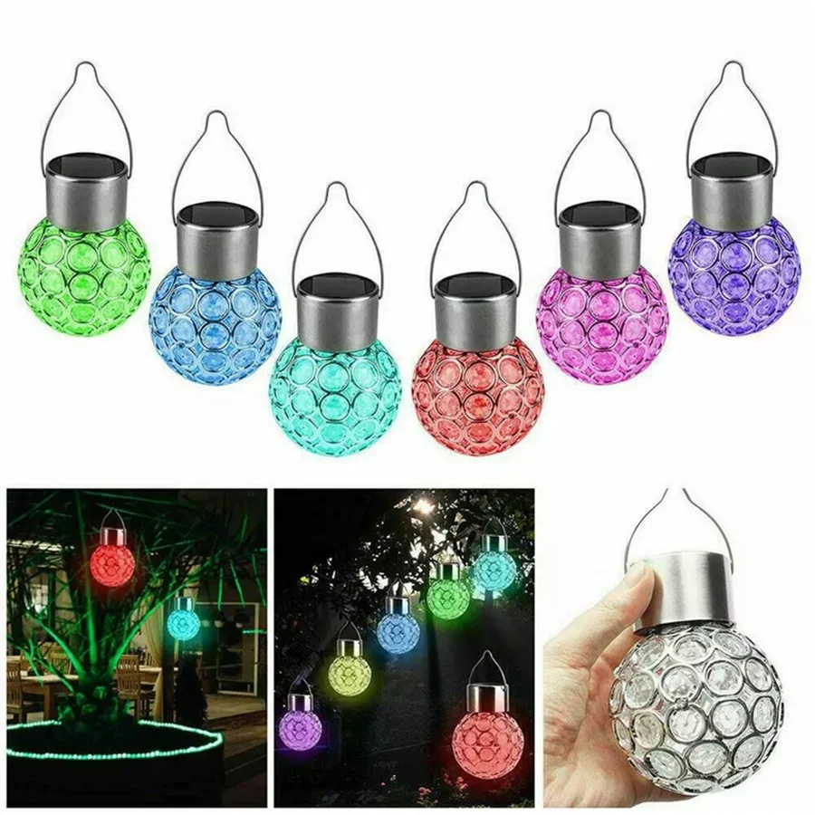 

Color Changing Solar LED Hanging Light Outdoor Waterproof Hollow Out Ball Lamp for Patio Garden Decoration Solar Landscape Light