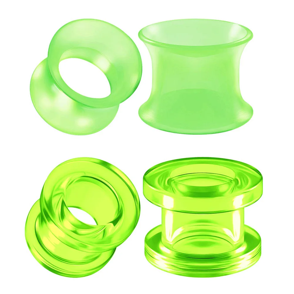 Acrylic Silicone Double Flared Saddle Piercing Jewelry Stretched Ear Plugs Earring Lobe Acrylic External Flesh Tunnel Green