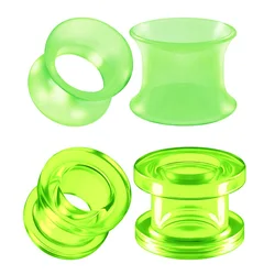 Acrylic Silicone Double Flared Saddle Piercing Jewelry Stretched Ear Plugs Earring Lobe Acrylic External Flesh Tunnel Green