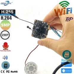 FTP RTSP RTMP 1080P 2MP 5MP 1920P Hd Mini P2P Size 38*38mm Diy Two Way Audio Wifi IP Camera Module Wireless TF Card Slot Camhi