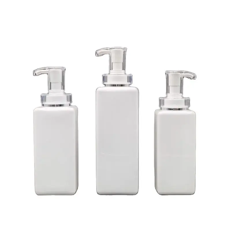 

12Pcs Refillable Lotion Pump Bottle Square PET White Plastic 300ml 400ml 500ml 600ml Empty Hair Conditioner Shampoo Bottles