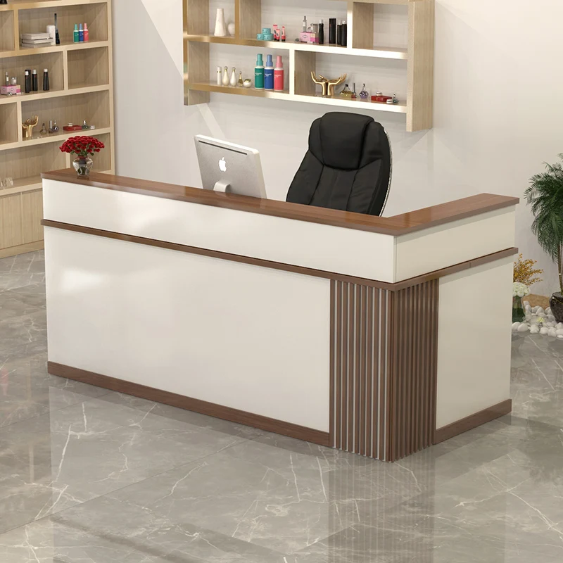 ديكورات مكتب الاستقبال الجمالية العصرية، مكاتب الاستقبال التجميلية، صالون الشعر الفاخر، أثاث المكاتب الحديثة البسيطة