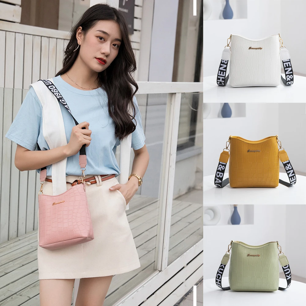 New Alligator Pattern Bucket Bag Pu Leather Women Casual Shoulder Bag Crossbody Bucket Handbag Large Capacity Messenger Bags