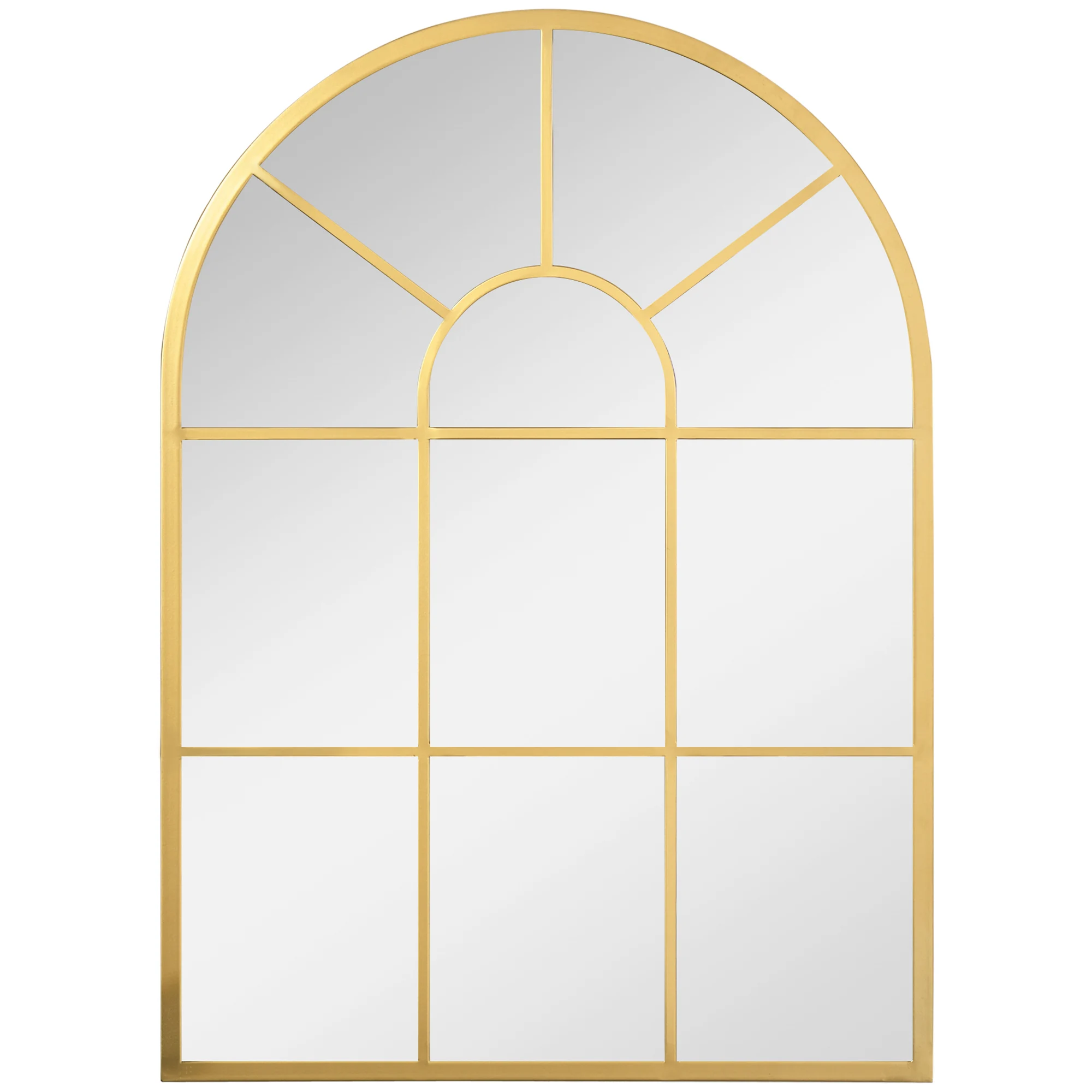 HOMCOM Espejo Decorativo de Pared  Espejo de Ventana de Metal para Salón Dormitorio Entrada Estilo Moderno Dorado