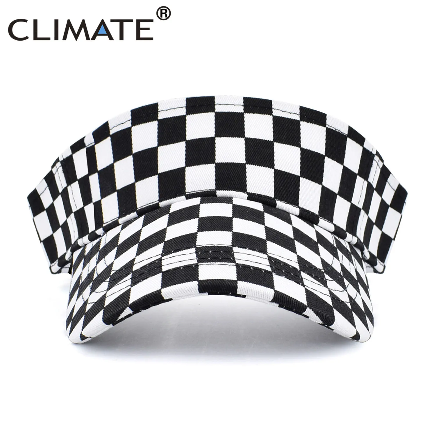 CLIMATE Black White Checks Sun Visor Hat Fashion Chessboard Checkerboard Summer Cap Cool Sun Hat Visors Man Woman Outdoor Caps