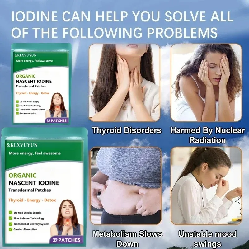 Organic Nascent Liquid Iodine Extract - 5000mcg Healthy Aging Formula - Transdermal Patches.Patches Made in USA.
