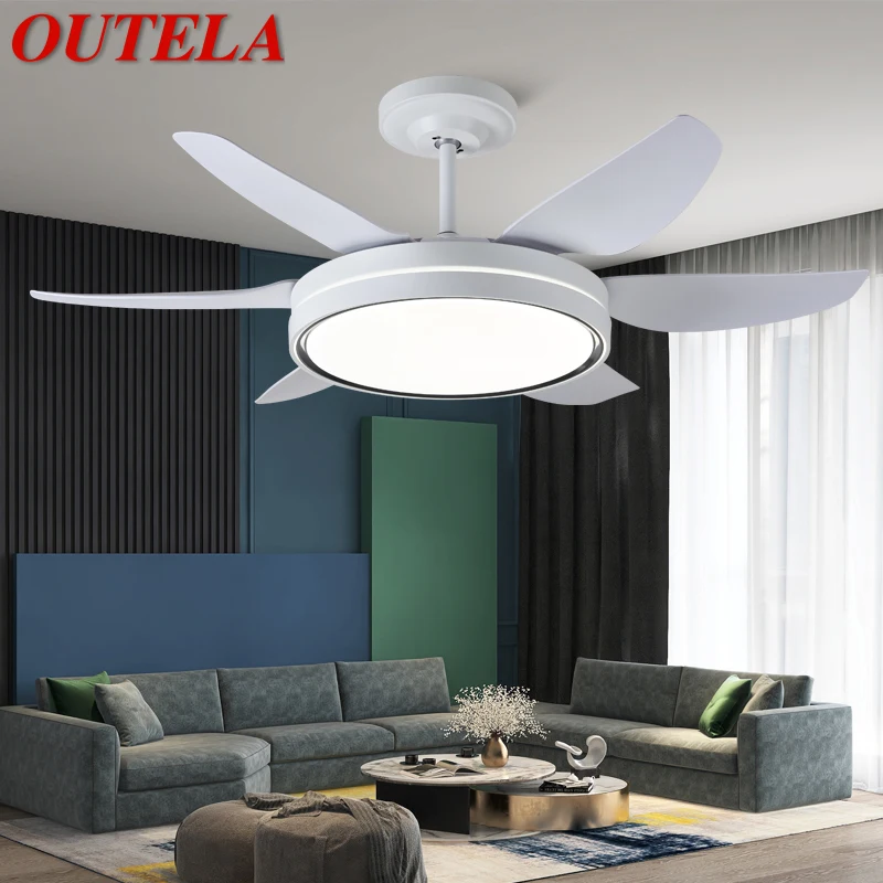 

OUTELA Fan Light Nordic LED Ceiling Fan Light Modern Minimalist Restaurant, Living Room, Bedroom Commercial Electric Fan