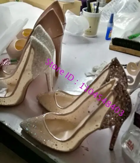

Sexy Lady Sexy High Heel Mesh Rhinestones Wedding Shoes Pointed Toe Mesh Crystal High Heel Shoes Party Shoes Wedding Shoes