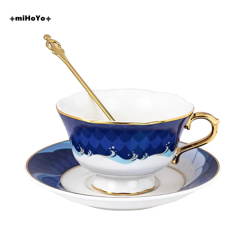 [Original] Genshin Impact Fontaine Furina Jubiläumsfeier Tasse Untertasse Set Spiel Cosplay Focalors Kaffeetasse Löffel Geschenkbox