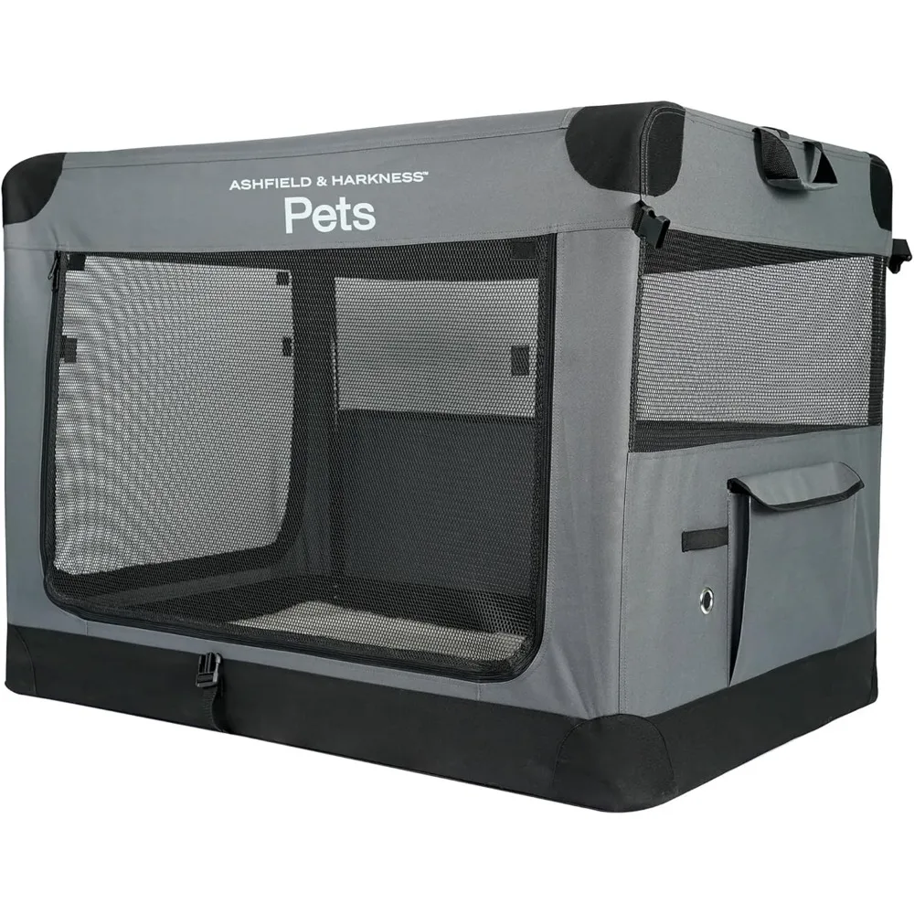 

Collapsible Soft Dog Crate 42" - Gray, Sherpa Mat, Mesh Windows, Portable Foldable Kennel for Indoor & Outdoor Use